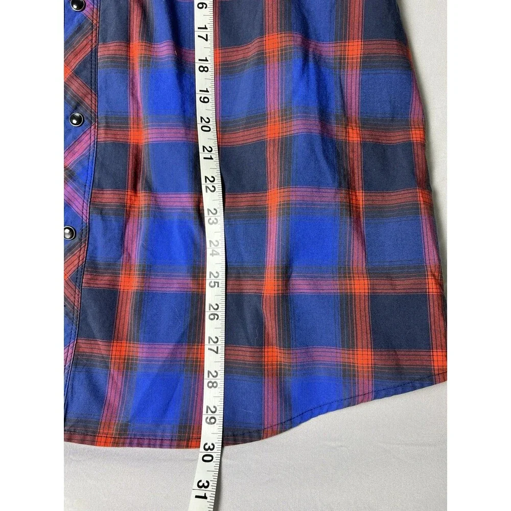 The North Face Button Down Shirt Mens M Blue Red Plaid Short Sleeve Cotton Top